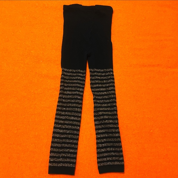 Black and copper gold lurex striped cropped tights EUC - Picture 1 of 3
